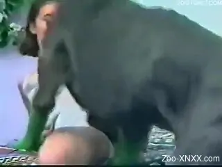 White get-up MILF takes her dog's throbbing cock