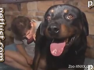 Filthy male zoophile gets nailed by an awesome black dog