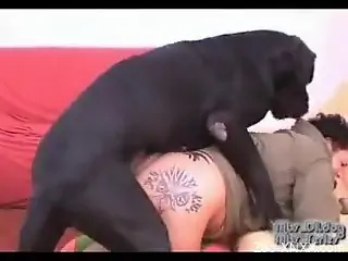 Fatty housewife enjoys doggystyle fuck with own black pet