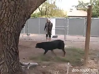 Wet and naked blondie zoophile really likes hardcore dog besti...