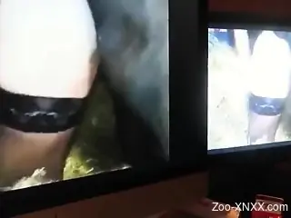 Smoking hot mature lady masturbates to bestiality