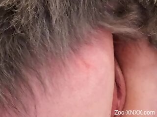 Dog fucks MILF in the pussy and comes on her ass
